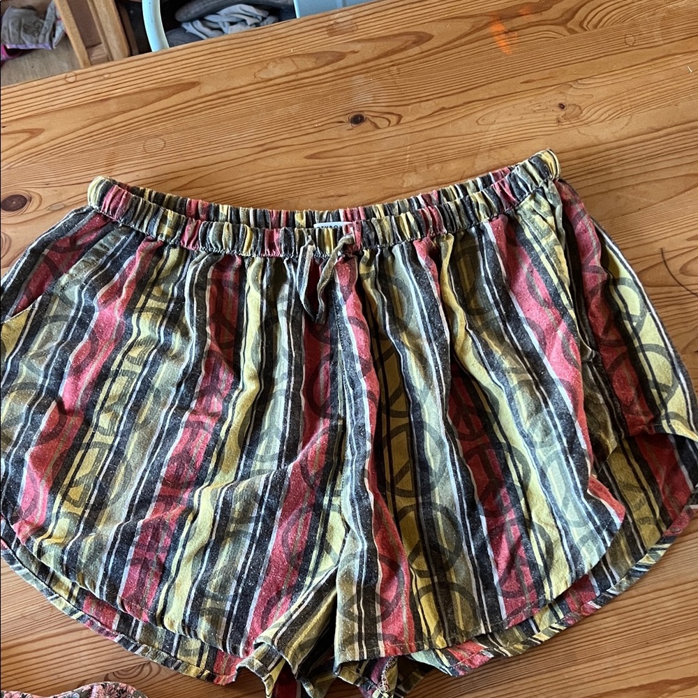 Striped Red and Yellow Women's Athletic Shorts